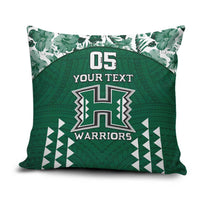 Custom Hawaii Football Pillow Cover Rainbow Warriors Tropical Vibes LT05 Green - Polynesian Pride