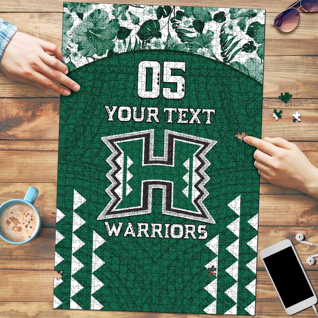 Custom Hawaii Football Puzzle Rainbow Warriors Tropical Vibes LT05 Green - Polynesian Pride