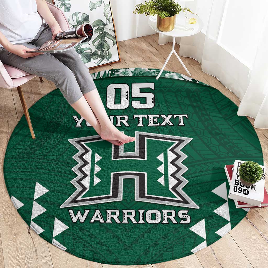 Custom Hawaii Football Round Carpet Rainbow Warriors Tropical Vibes - Polynesian Pride