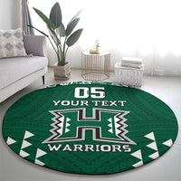 Custom Hawaii Football Round Carpet Rainbow Warriors Tropical Vibes - Polynesian Pride