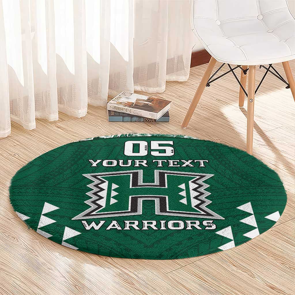 Custom Hawaii Football Round Carpet Rainbow Warriors Tropical Vibes - Polynesian Pride