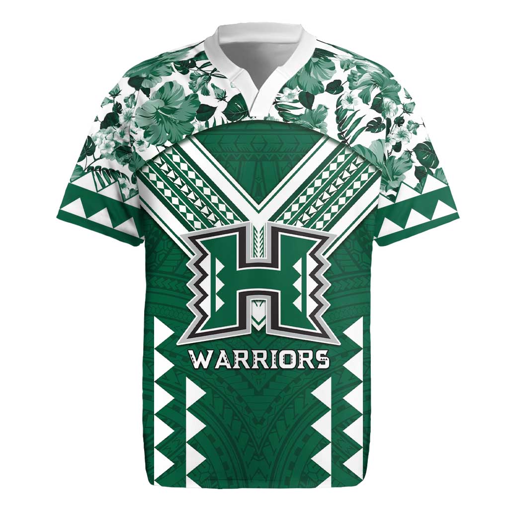 Custom Hawaii Football Rugby Jersey Rainbow Warriors Tropical Vibes - Polynesian Pride