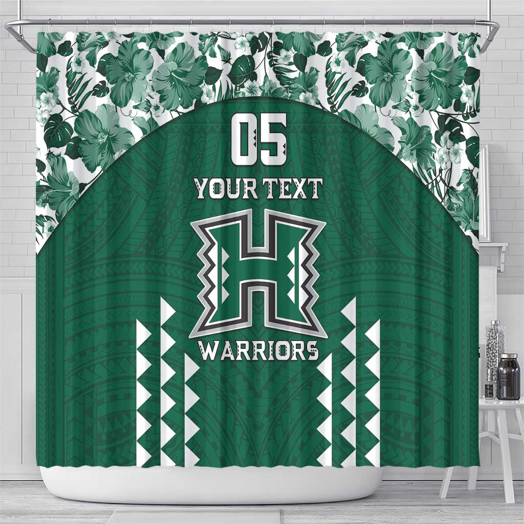 Custom Hawaii Football Shower Curtain Rainbow Warriors Tropical Vibes - Polynesian Pride