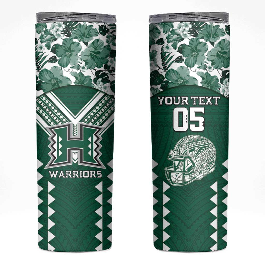 Custom Hawaii Football Skinny Tumbler Rainbow Warriors Tropical Vibes - Polynesian Pride