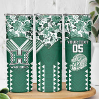 Custom Hawaii Football Skinny Tumbler Rainbow Warriors Tropical Vibes - Polynesian Pride