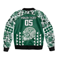 Custom Hawaii Football Sleeve Zip Bomber Jacket Rainbow Warriors Tropical Vibes - Polynesian Pride