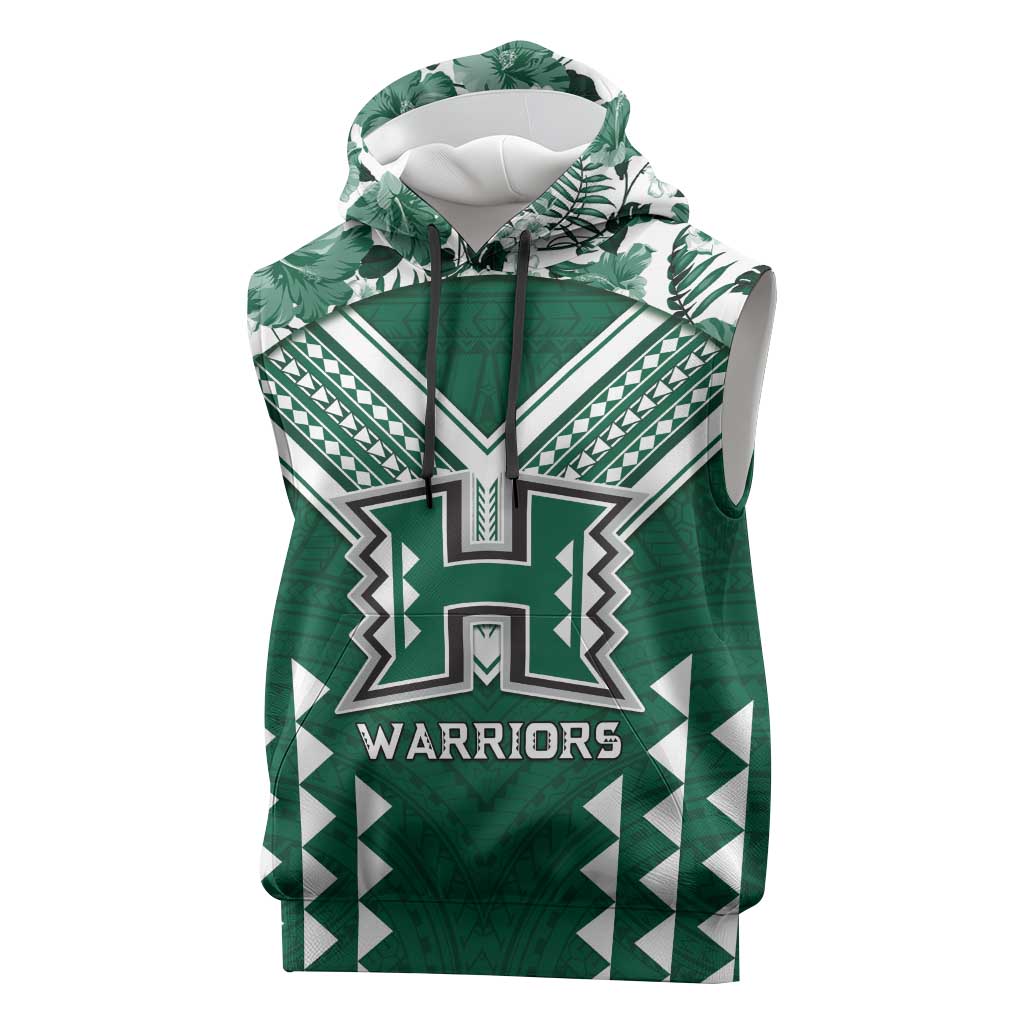 Custom Hawaii Football Sleeveless Hoodie Rainbow Warriors Tropical Vibes - Polynesian Pride