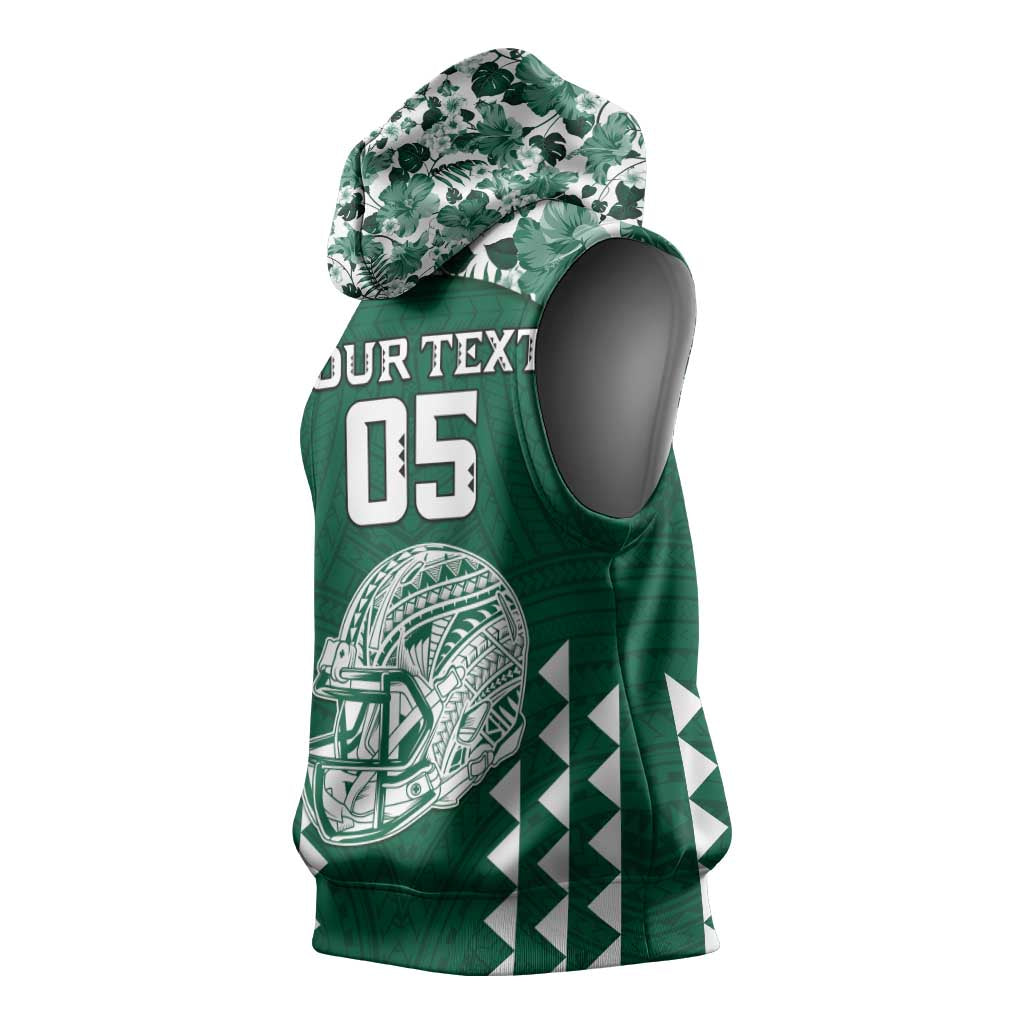 Custom Hawaii Football Sleeveless Hoodie Rainbow Warriors Tropical Vibes - Polynesian Pride