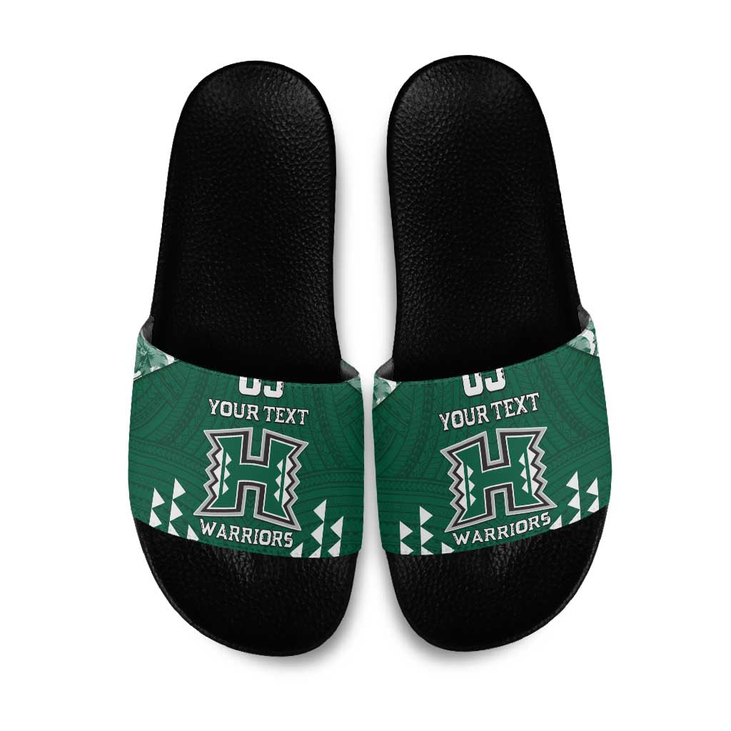 Custom Hawaii Football Slide Sandals Rainbow Warriors Tropical Vibes - Polynesian Pride