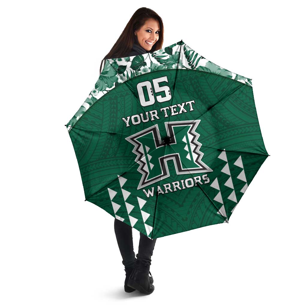 Custom Hawaii Football Umbrella Rainbow Warriors Tropical Vibes - Polynesian Pride