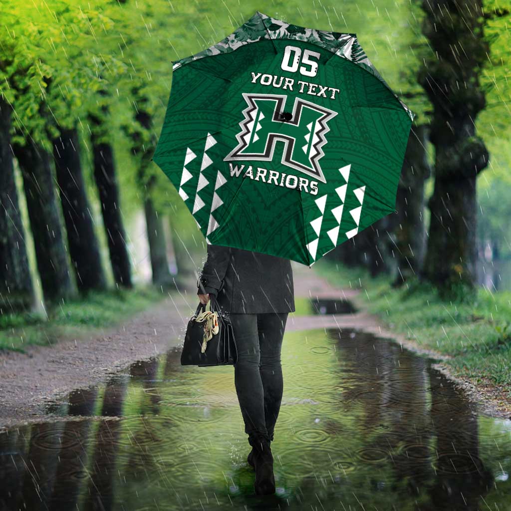 Custom Hawaii Football Umbrella Rainbow Warriors Tropical Vibes - Polynesian Pride