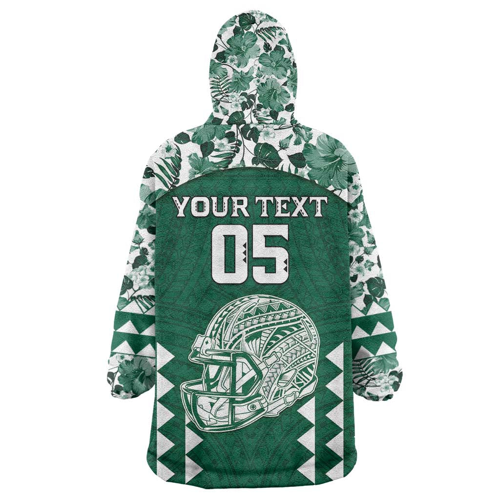 Custom Hawaii Football Wearable Blanket Hoodie Rainbow Warriors Tropical Vibes - Polynesian Pride