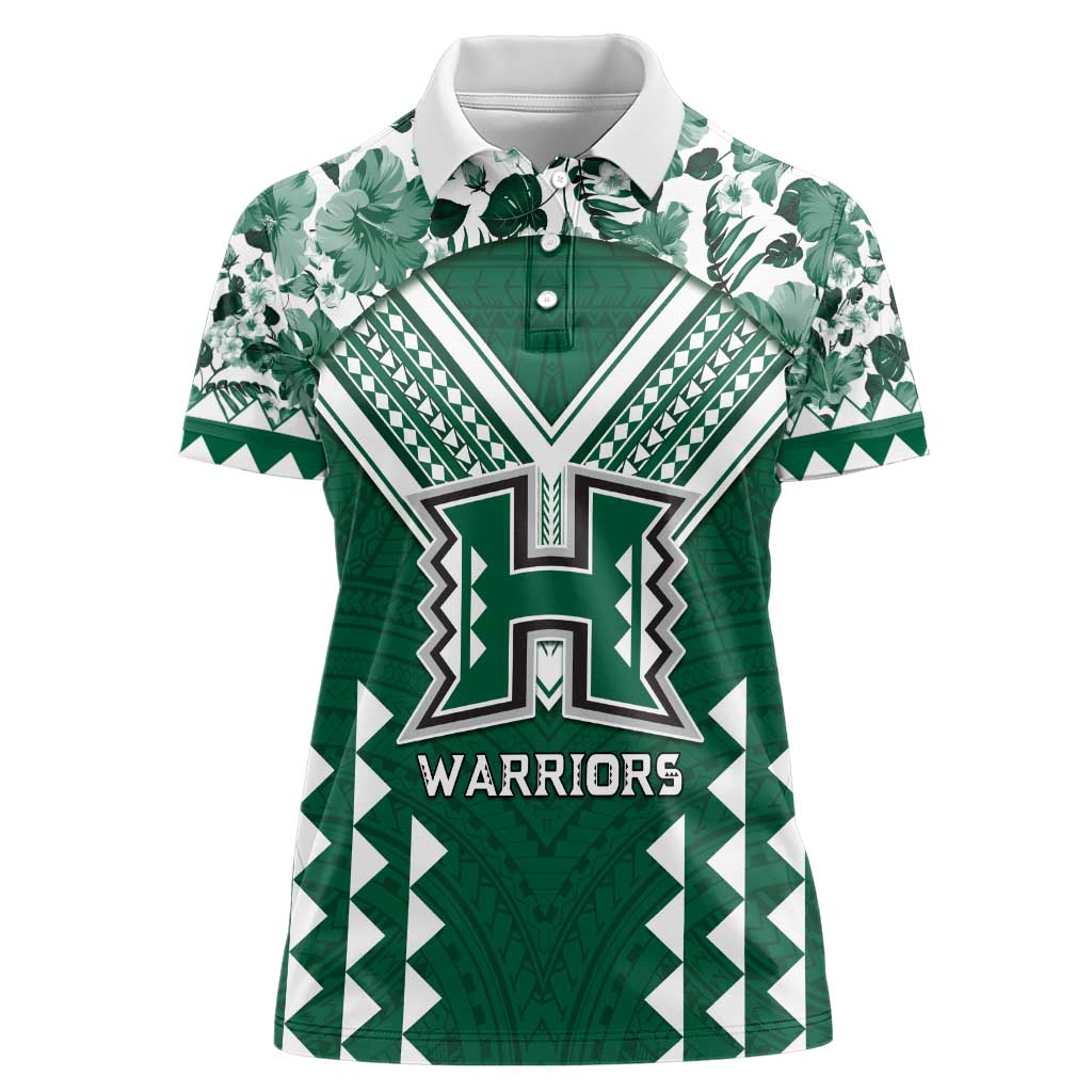Custom Hawaii Football Women Polo Shirt Rainbow Warriors Tropical Vibes - Polynesian Pride