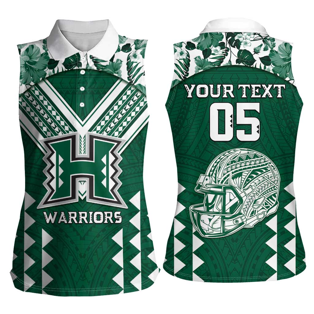 Custom Hawaii Football Women Sleeveless Polo Shirt Rainbow Warriors Tropical Vibes - Polynesian Pride