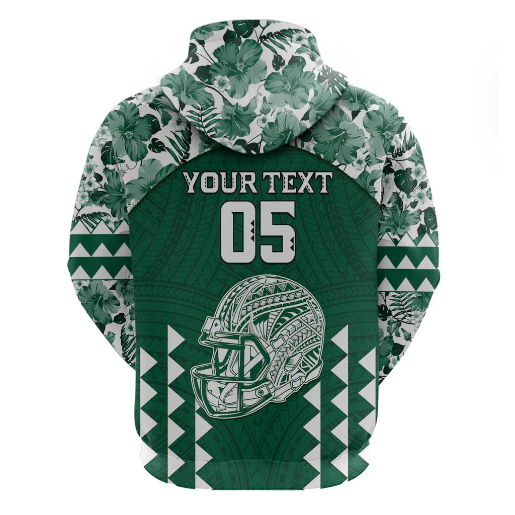 Custom Hawaii Football Zip Hoodie Rainbow Warriors Tropical Vibes - Polynesian Pride