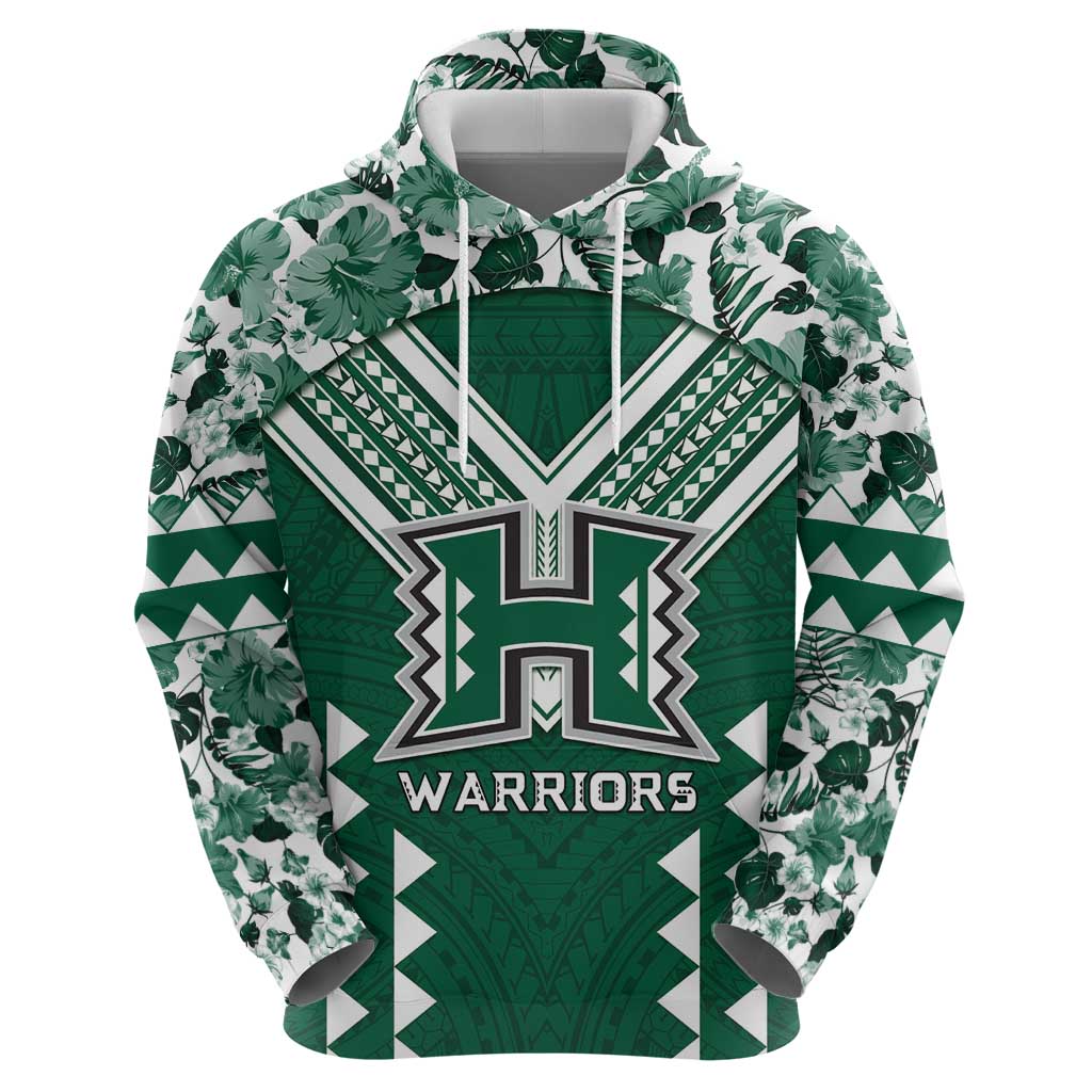 Custom Hawaii Football Zip Hoodie Rainbow Warriors Tropical Vibes - Polynesian Pride