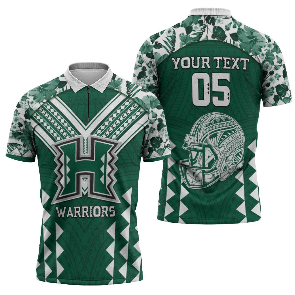 Custom Hawaii Football Zipper Polo Shirt Rainbow Warriors Tropical Vibes - Polynesian Pride