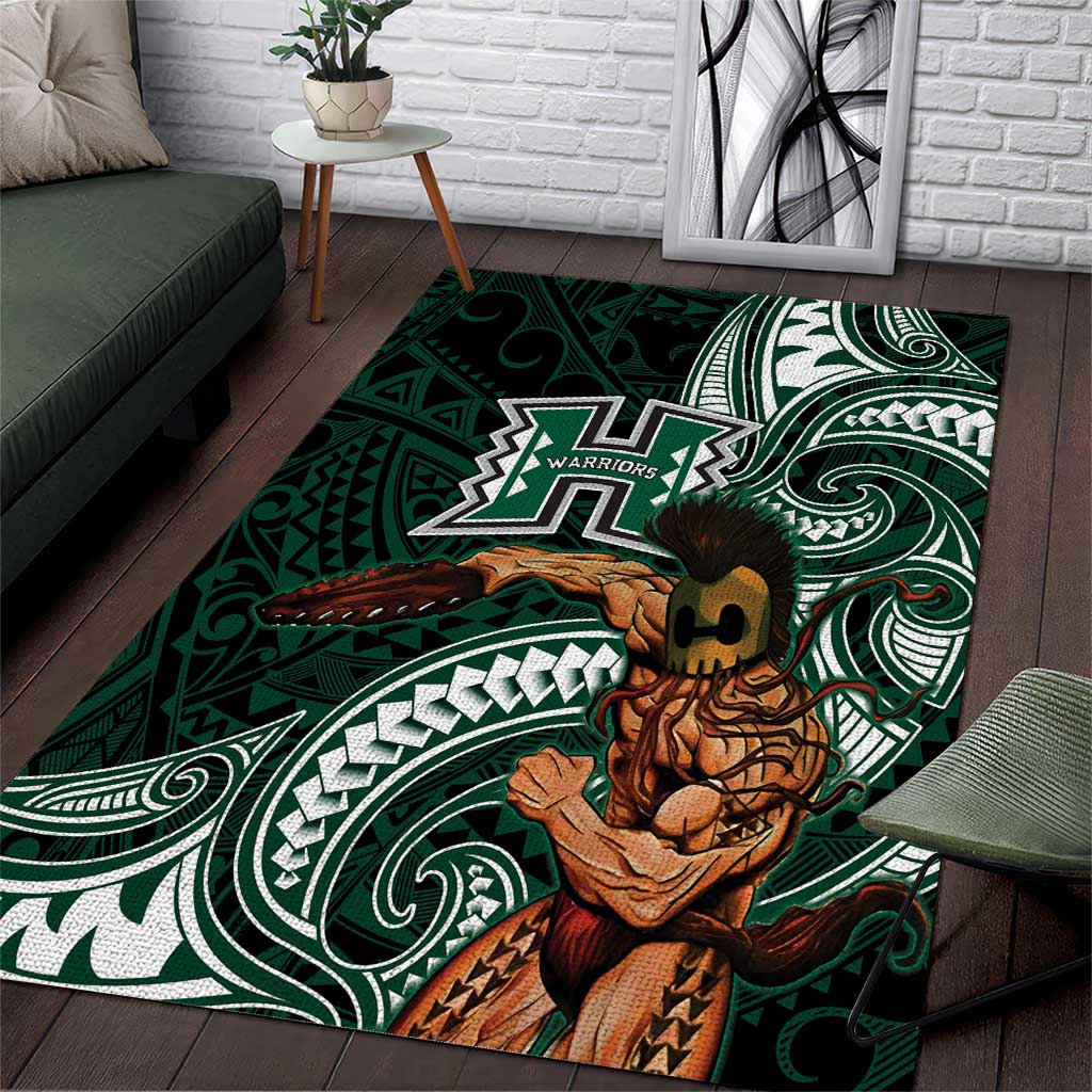 Hawaii Ikaika Warrior Football Area Rug Polynesian Tribal Tattoo - Polynesian Pride