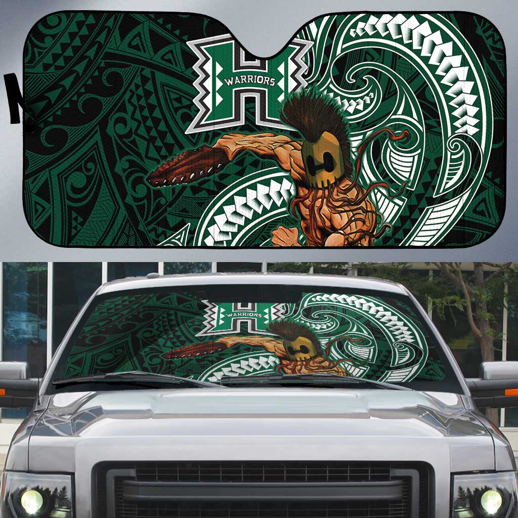 Hawaii Ikaika Warrior Football Auto Sun Shade Polynesian Tribal Tattoo LT05 Black - Polynesian Pride