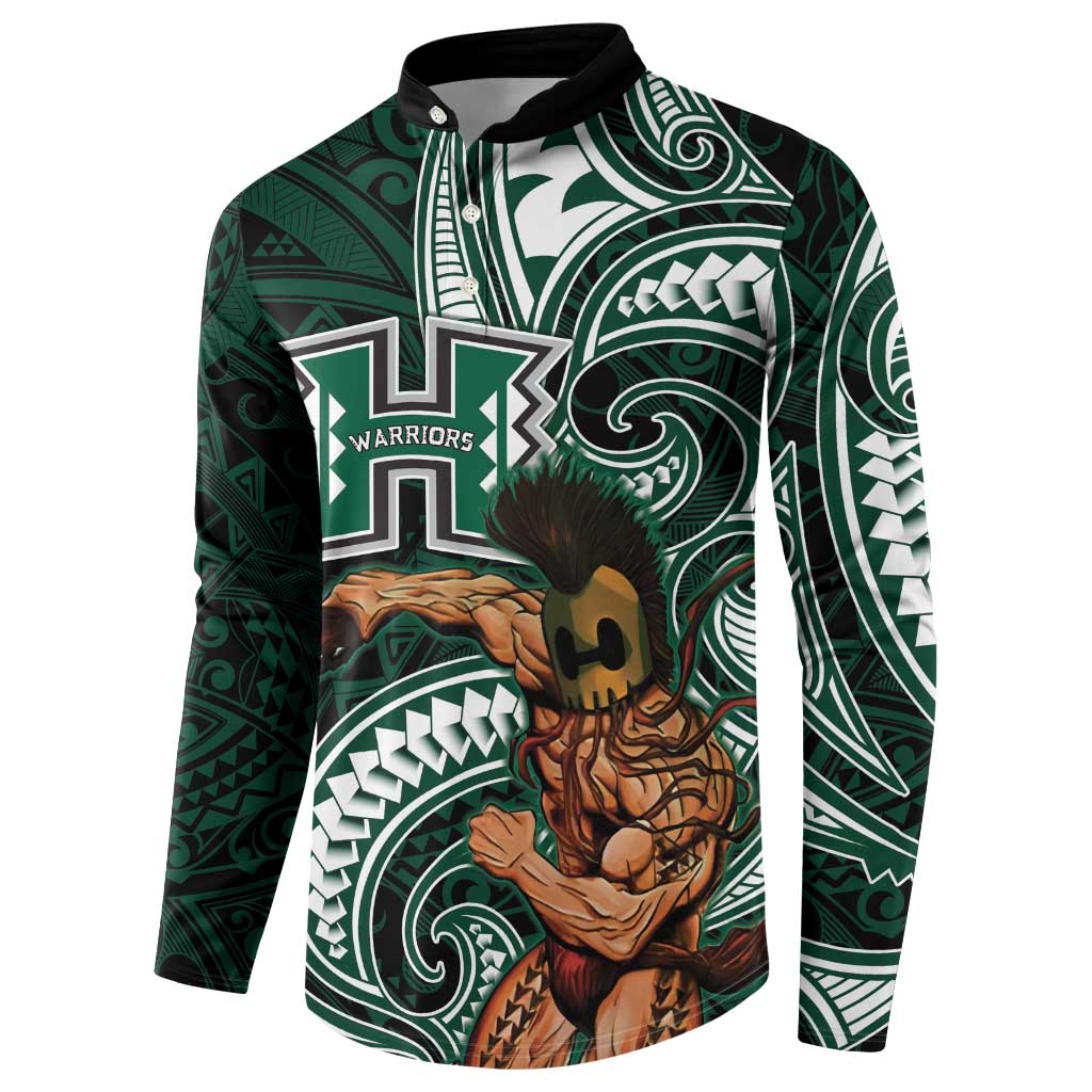 Hawaii Ikaika Warrior Football Button Sweatshirt Polynesian Tribal Tattoo - Polynesian Pride