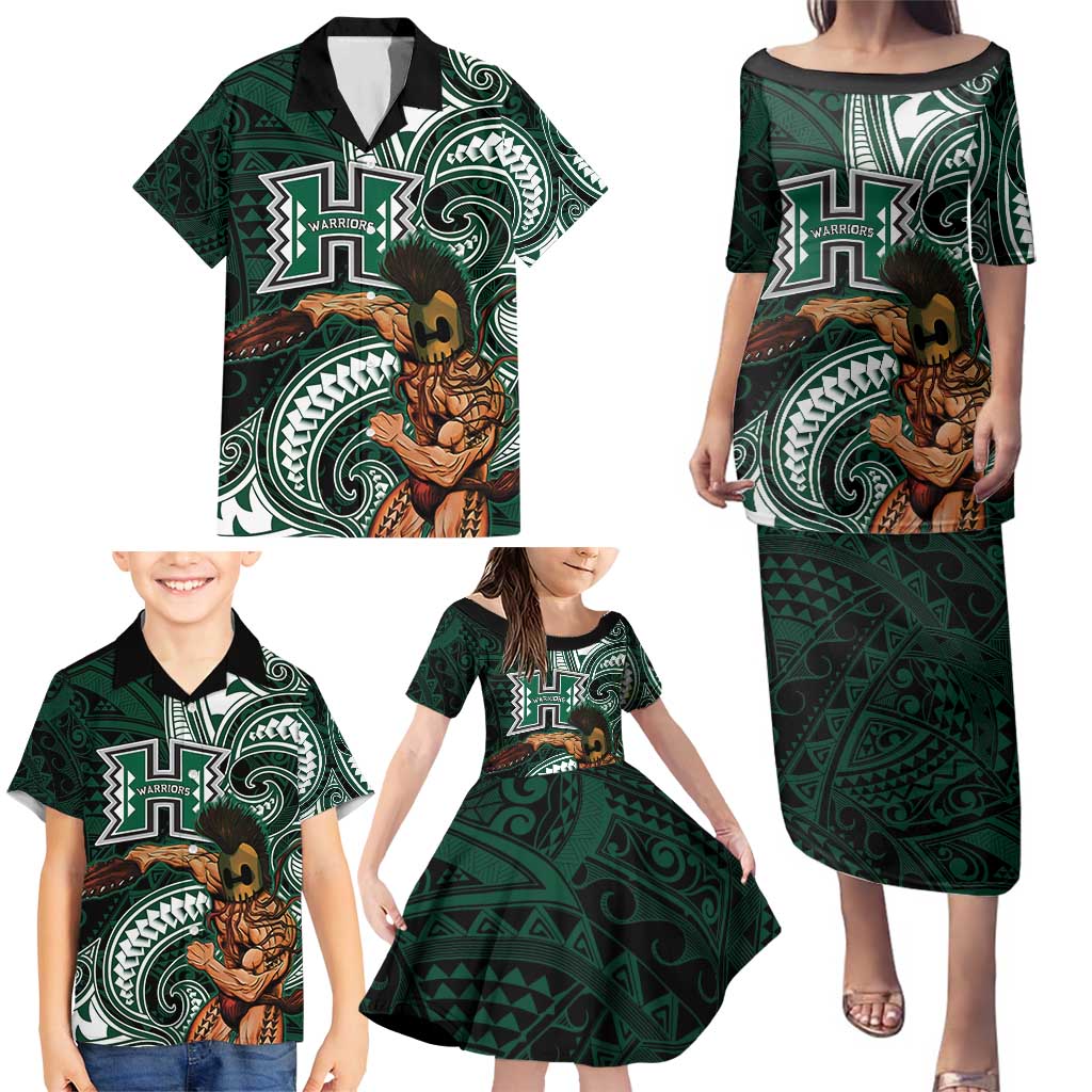 Hawaii Ikaika Warrior Football Family Matching Puletasi and Hawaiian Shirt Polynesian Tribal Tattoo - Polynesian Pride