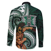 Hawaii Ikaika Warrior Football Family Matching Short Sleeve Bodycon Dress and Hawaiian Shirt Polynesian Tribal Tattoo - Polynesian Pride