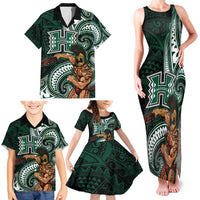 Hawaii Ikaika Warrior Football Family Matching Tank Maxi Dress and Hawaiian Shirt Polynesian Tribal Tattoo - Polynesian Pride