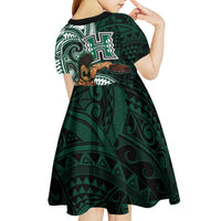 Hawaii Ikaika Warrior Football Kid Short Sleeve Dress Polynesian Tribal Tattoo - Polynesian Pride