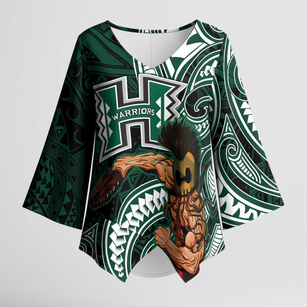 Hawaii Ikaika Warrior Football Kimono Sleeve Blouse Polynesian Tribal Tattoo LT05 Female Black - Polynesian Pride