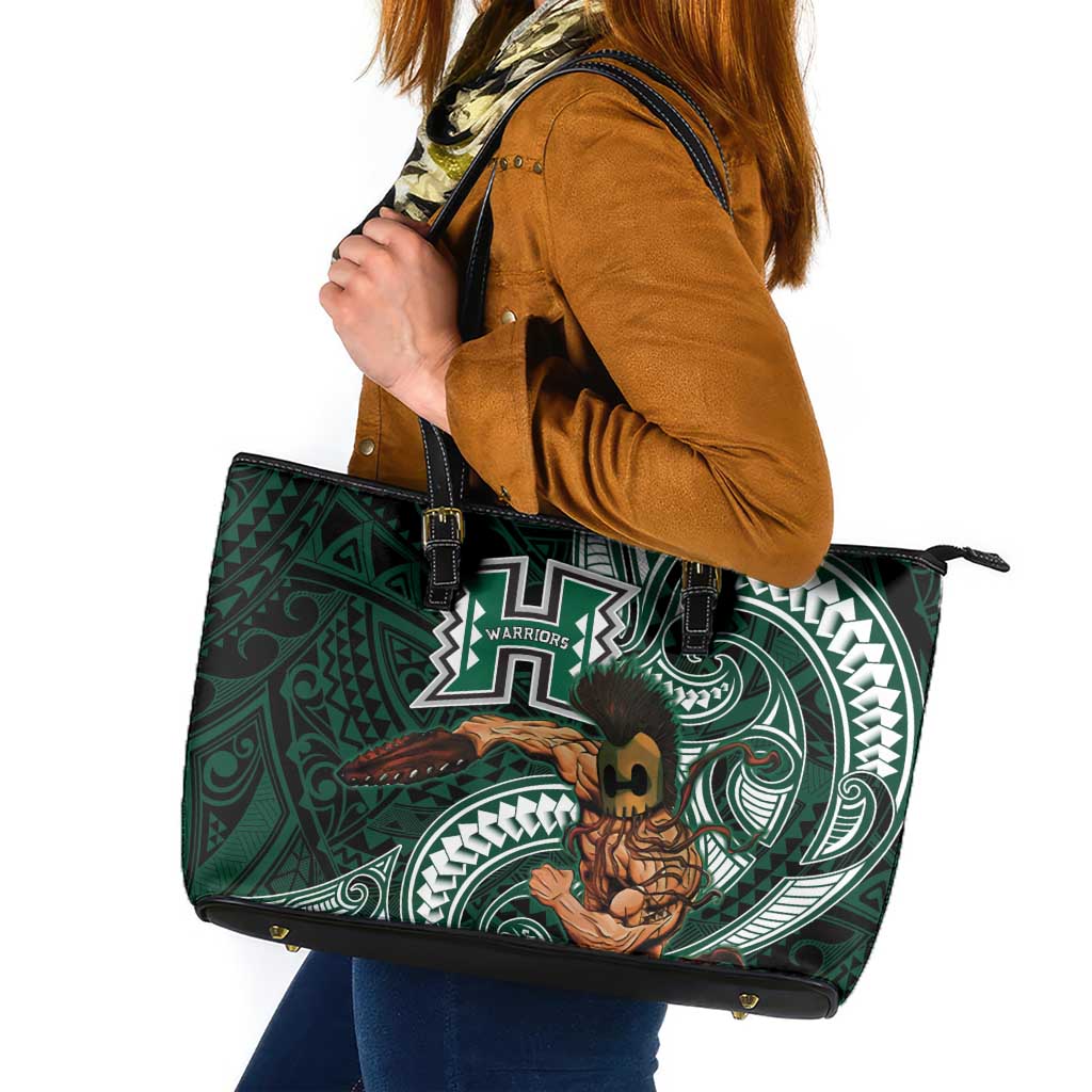 Hawaii Ikaika Warrior Football Leather Tote Bag Polynesian Tribal Tattoo - Polynesian Pride