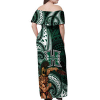 Hawaii Ikaika Warrior Football Off Shoulder Maxi Dress Polynesian Tribal Tattoo - Polynesian Pride