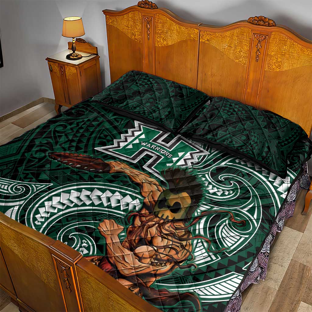Hawaii Ikaika Warrior Football Quilt Bed Set Polynesian Tribal Tattoo - Polynesian Pride