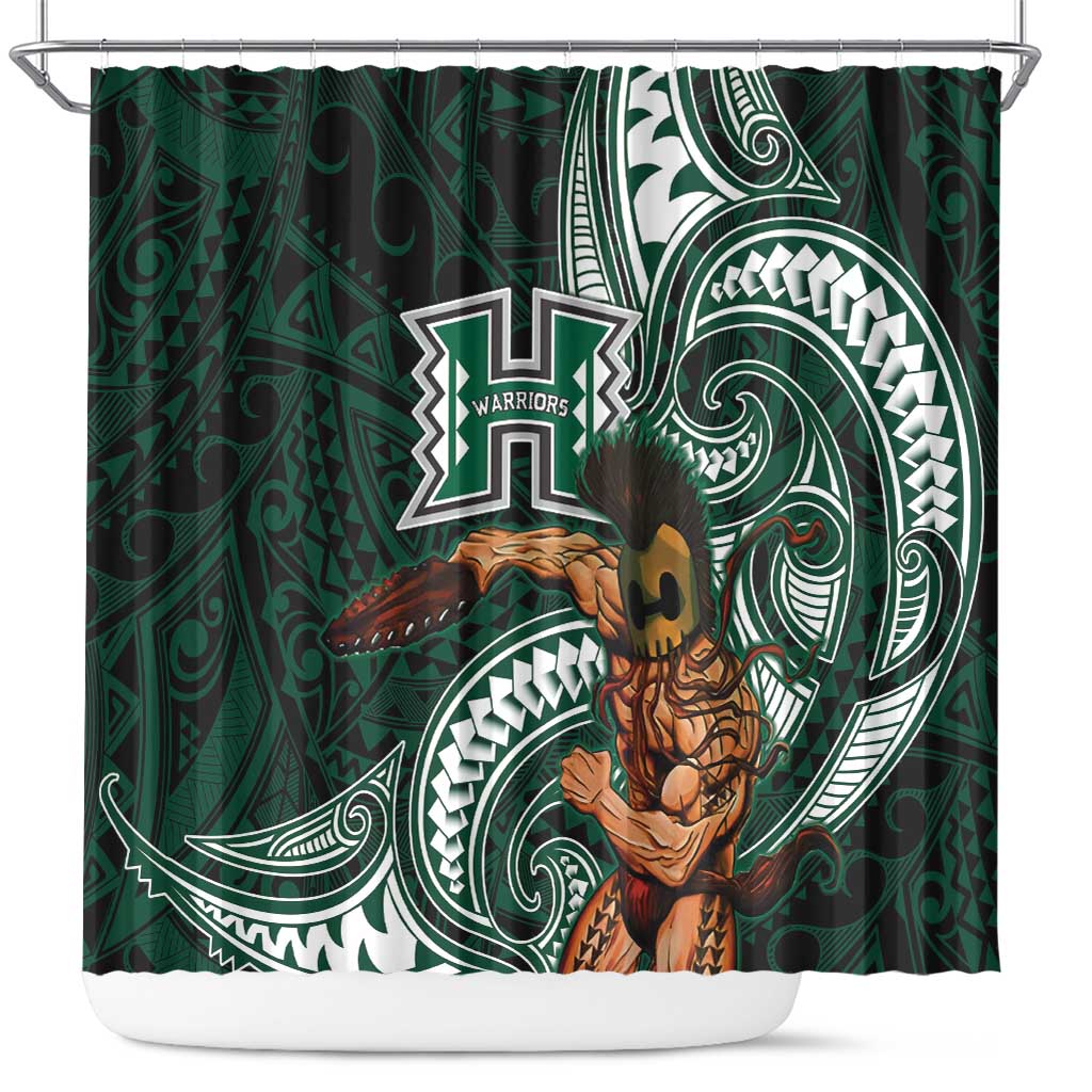 Hawaii Ikaika Warrior Football Shower Curtain Polynesian Tribal Tattoo - Polynesian Pride