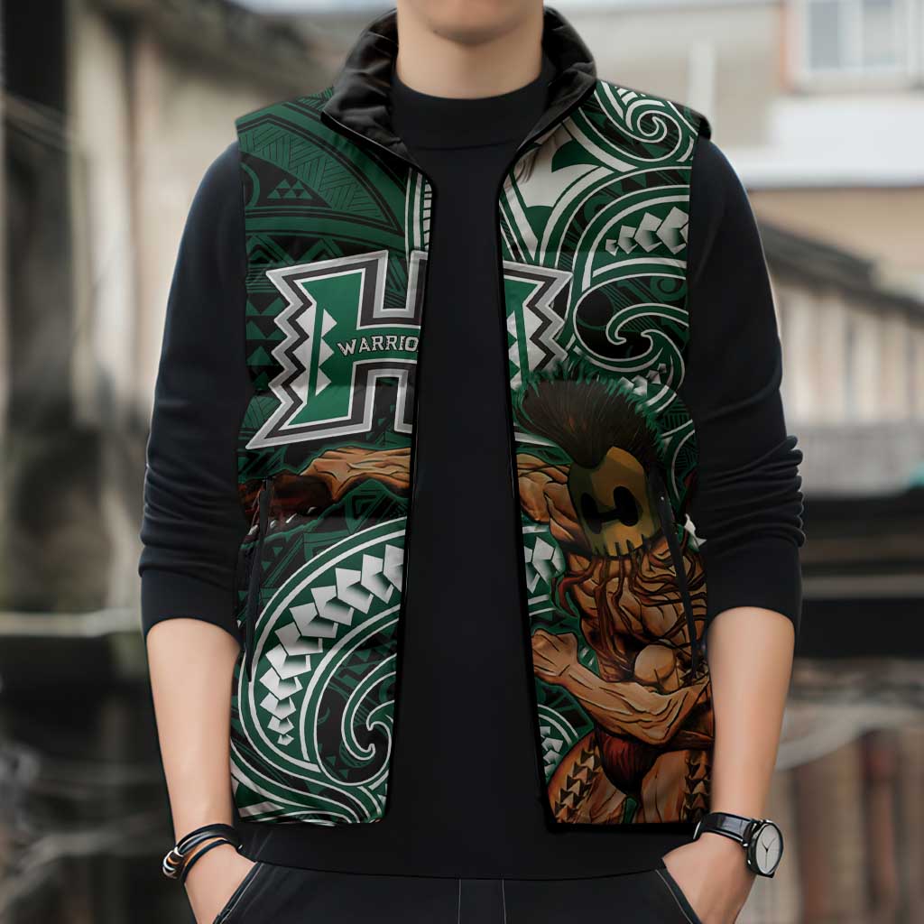 Hawaii Ikaika Warrior Football Sleeveless Puffer Jacket Polynesian Tribal Tattoo - Polynesian Pride