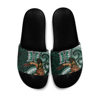 Hawaii Ikaika Warrior Football Slide Sandals Polynesian Tribal Tattoo LT05 Black - Polynesian Pride