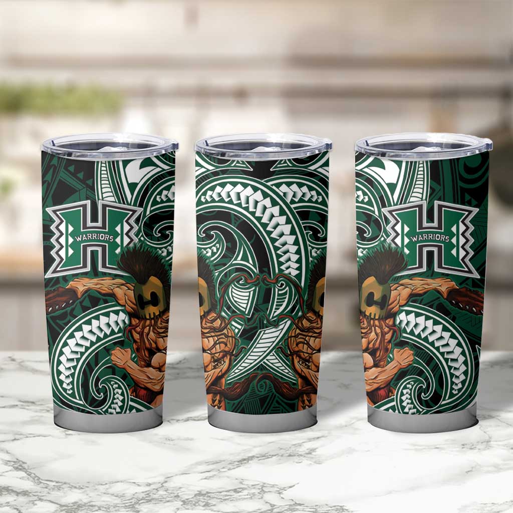 Hawaii Ikaika Warrior Football Tumbler Cup Polynesian Tribal Tattoo - Polynesian Pride
