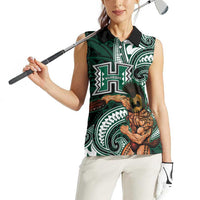 Hawaii Ikaika Warrior Football Women Sleeveless Polo Shirt Polynesian Tribal Tattoo - Polynesian Pride