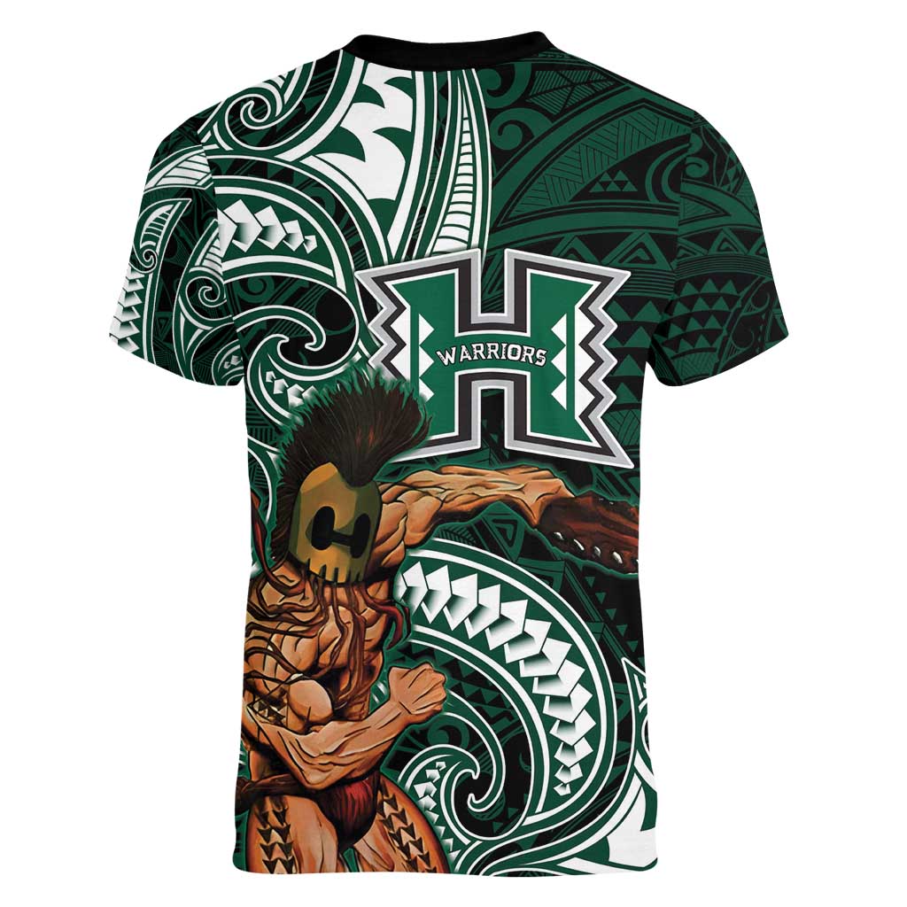 Hawaii Ikaika Warrior Football Women V-Neck T-Shirt Polynesian Tribal Tattoo - Polynesian Pride