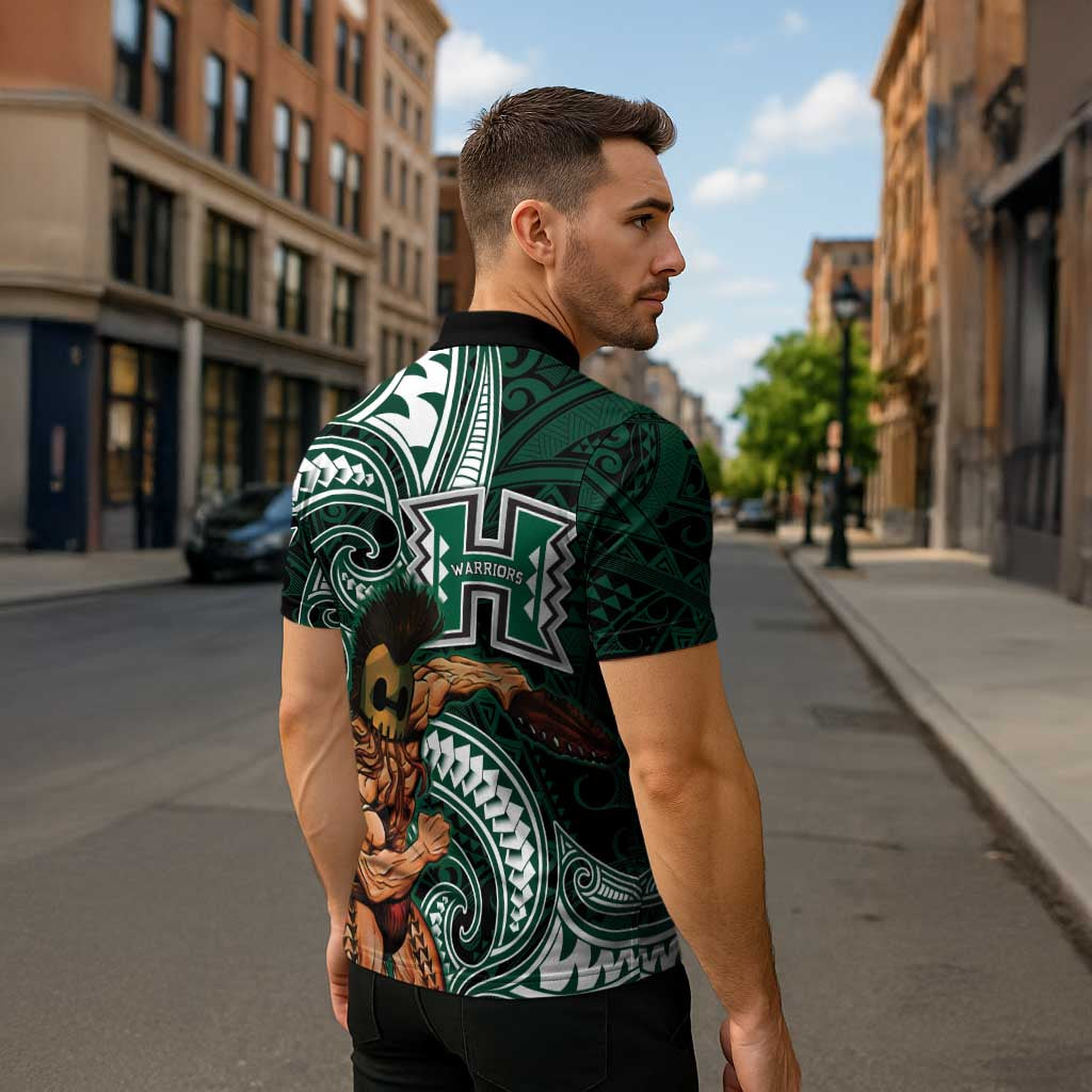 Hawaii Ikaika Warrior Football Zipper Polo Shirt Polynesian Tribal Tattoo - Polynesian Pride