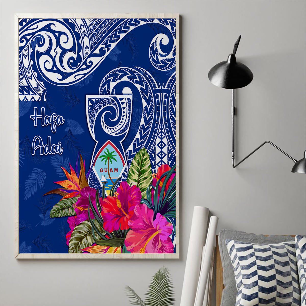 Hafa Adai Guam History and Chamorro Heritage Day Canvas Wall Art Blue Latte Stone LT05 - Polynesian Pride