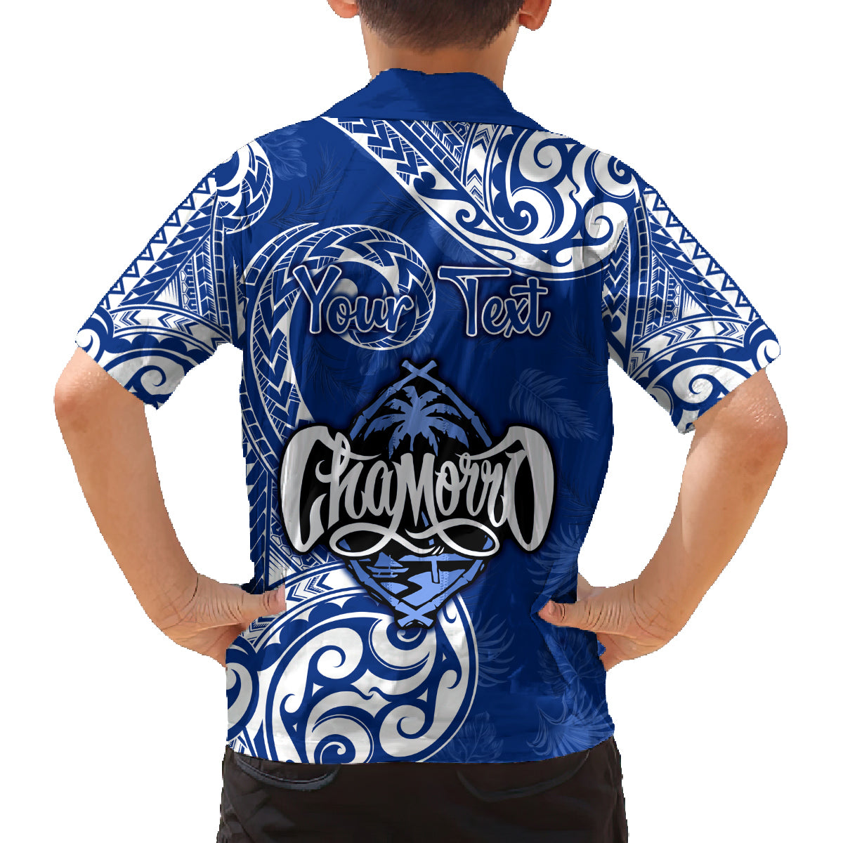 Personalised Hafa Adai Guam History and Chamorro Heritage Day Family Matching Tank Maxi Dress and Hawaiian Shirt Blue Latte Stone LT05 - Polynesian Pride