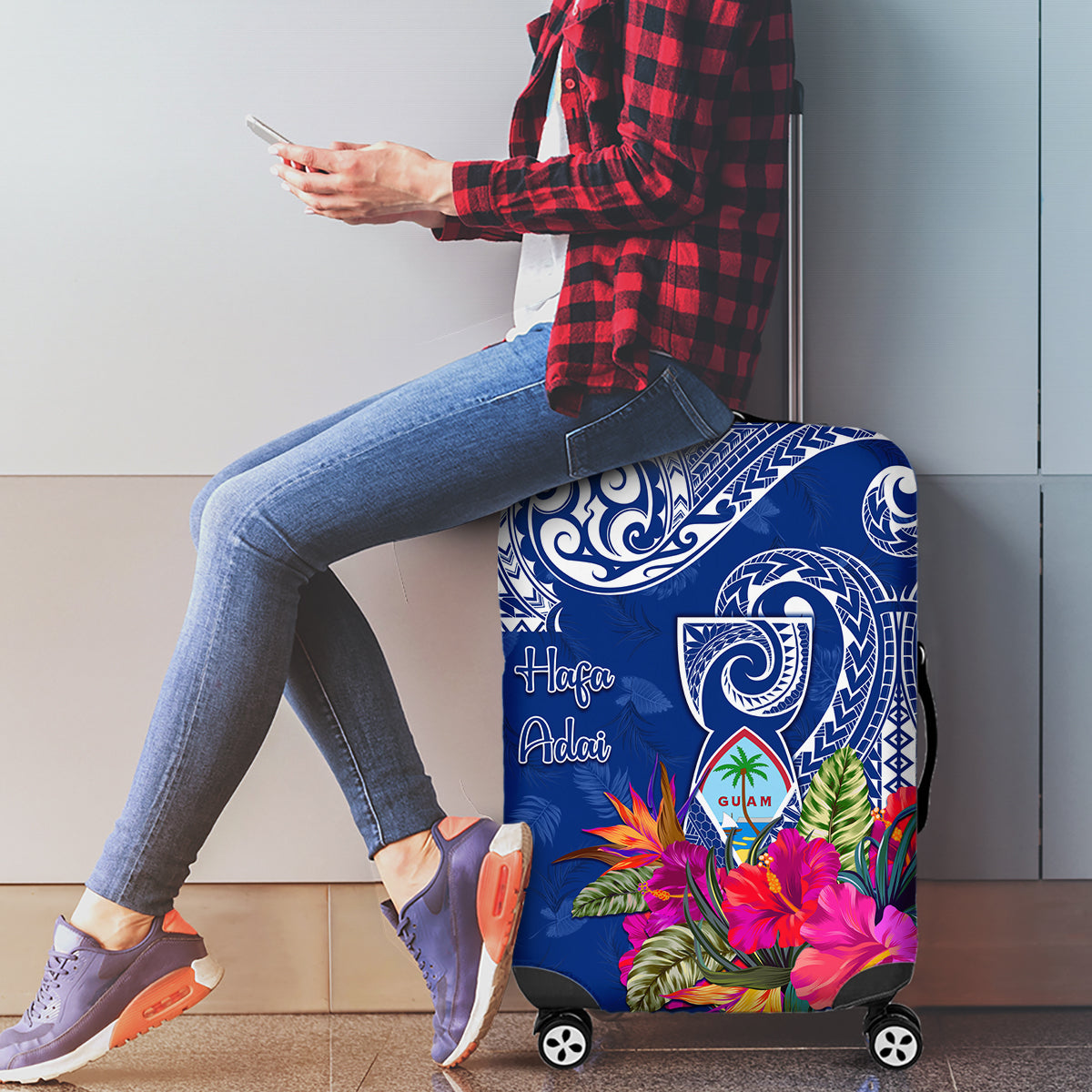 Hafa Adai Guam History and Chamorro Heritage Day Luggage Cover Blue Latte Stone LT05 - Polynesian Pride