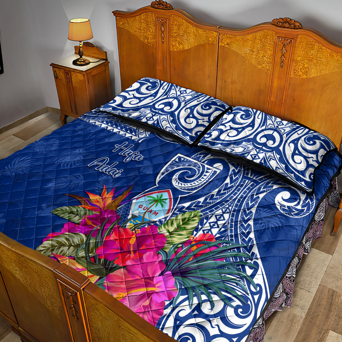 Hafa Adai Guam History and Chamorro Heritage Day Quilt Bed Set Blue Latte Stone LT05 - Polynesian Pride