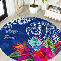Hafa Adai Guam History and Chamorro Heritage Day Round Carpet Blue Latte Stone LT05 Blue - Polynesian Pride