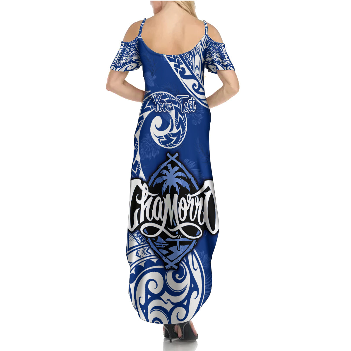 Personalised Hafa Adai Guam History and Chamorro Heritage Day Summer Maxi Dress Blue Latte Stone LT05 - Polynesian Pride