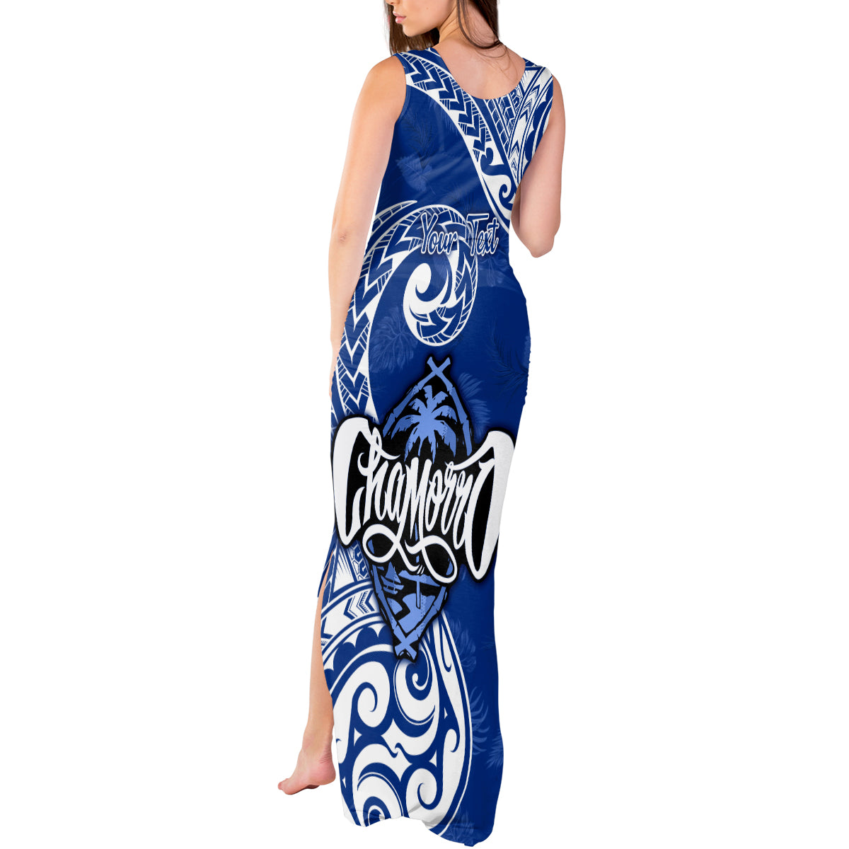 Personalised Hafa Adai Guam History and Chamorro Heritage Day Tank Maxi Dress Blue Latte Stone LT05 - Polynesian Pride