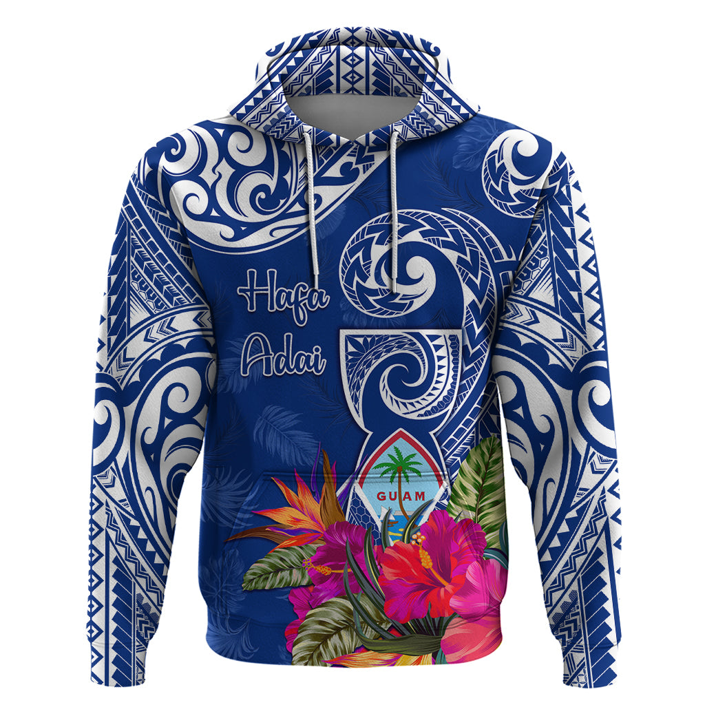 Personalised Hafa Adai Guam History and Chamorro Heritage Day Zip Hoodie Blue Latte Stone LT05 Pullover Hoodie Blue - Polynesian Pride