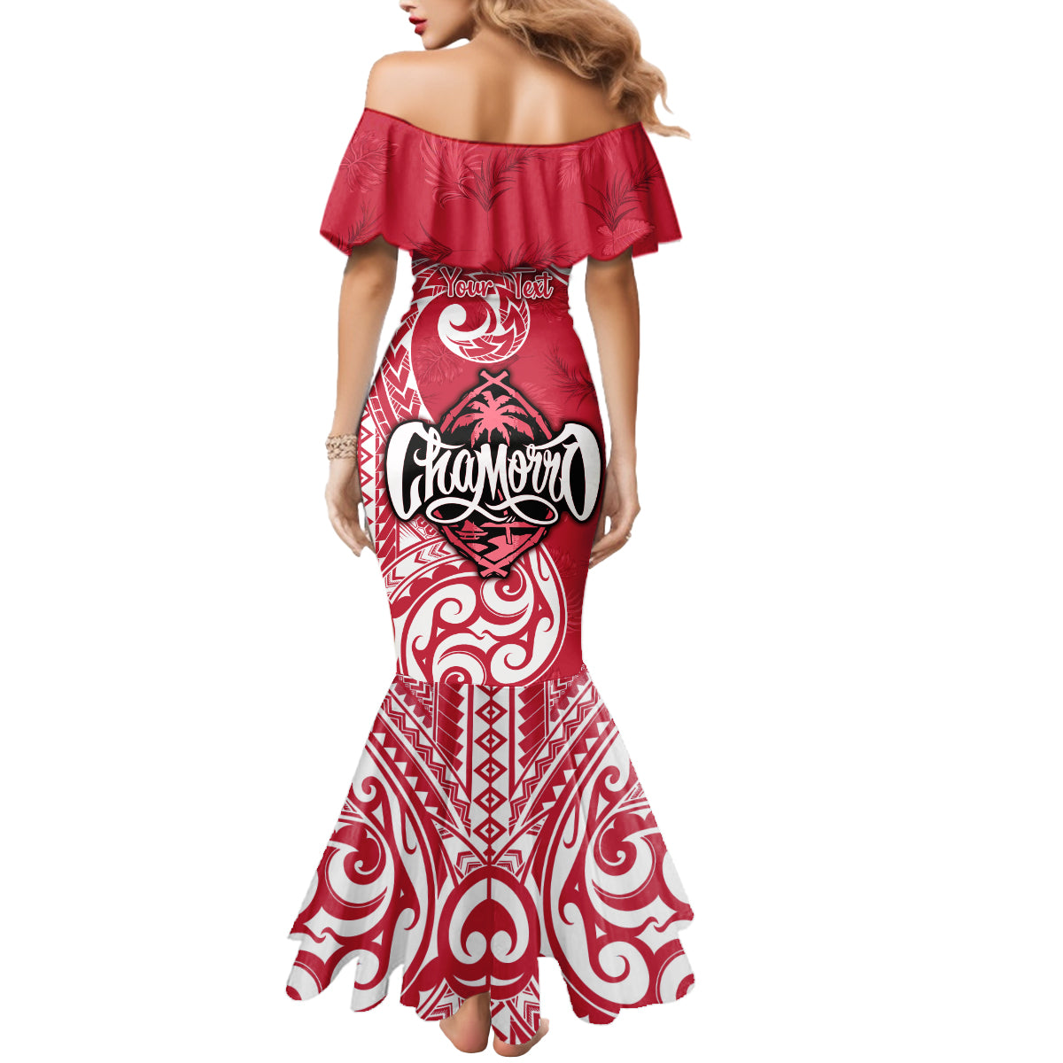 Personalised Hafa Adai Guam History and Chamorro Heritage Day Mermaid Dress Red Latte Stone LT05 - Polynesian Pride