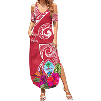 Personalised Hafa Adai Guam History and Chamorro Heritage Day Summer Maxi Dress Red Latte Stone LT05 Women Red - Polynesian Pride