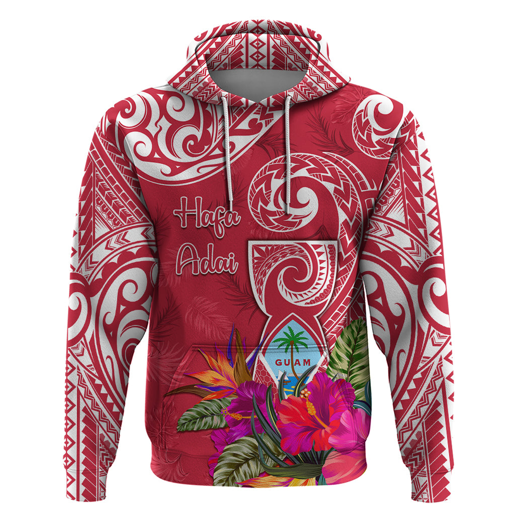 Personalised Hafa Adai Guam History and Chamorro Heritage Day Zip Hoodie Red Latte Stone LT05 Pullover Hoodie Red - Polynesian Pride